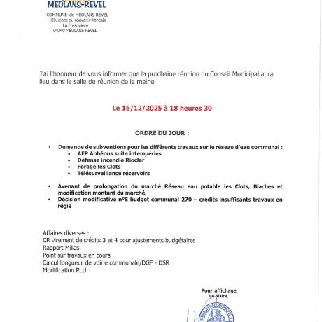 AFFICHE AVIS DE REUNION CM DU 16122025