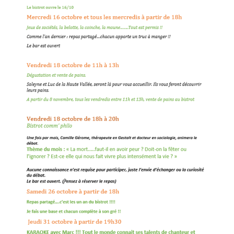PROGRAMME LOU FRESC OCTOBRE