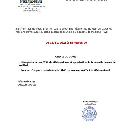 RÉUNION BUREAU CCAS 03112025 - 18H00