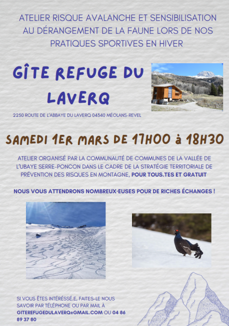 Atelier risque avalanche et dérangement de la faune en hiver