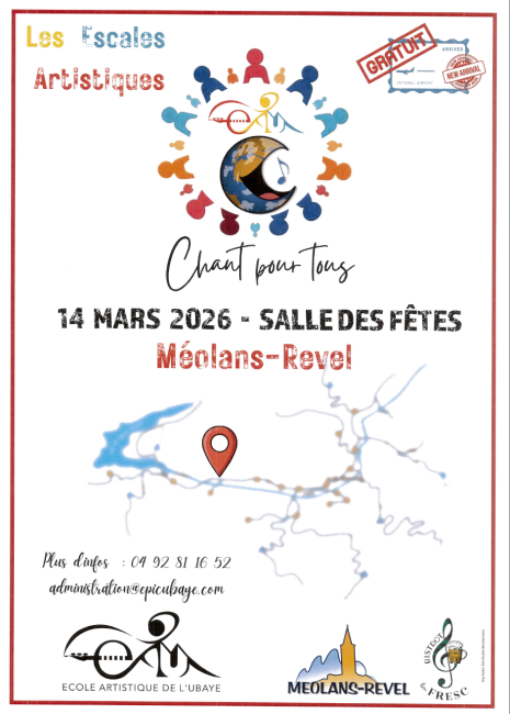 AFFICHE ESCALES ARTISTIQUES 14032026 CHANTS POUR TOUS