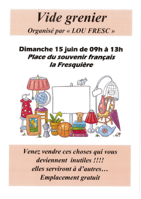 AFFICHE VIDE GRENIER 15 JUIN LOU FRESC