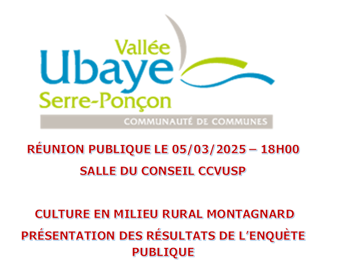 REUNION PUBLIQUE CCVUSP LE 05/03/2025 - 18H00 REUNION PUBLIQUE CCVUSP