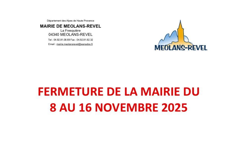 FERMETURE MAIRIE