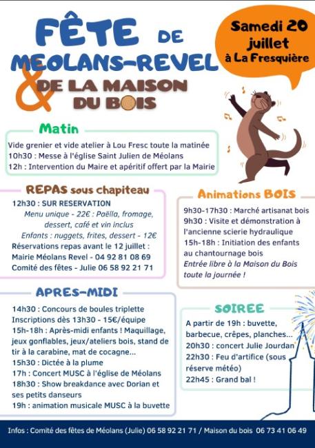 FETE DE MEOLANS REVEL ET DE LA MAISON DU BOIS LE 20/07/2024