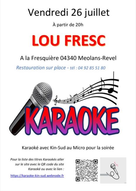 KARAOKE LE 26/08/2024 - 20H00 - BISTROT LOU FRESC