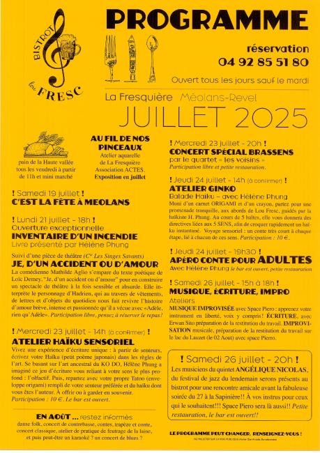 PROGRAMME LOU FRESC JUILLET 2025