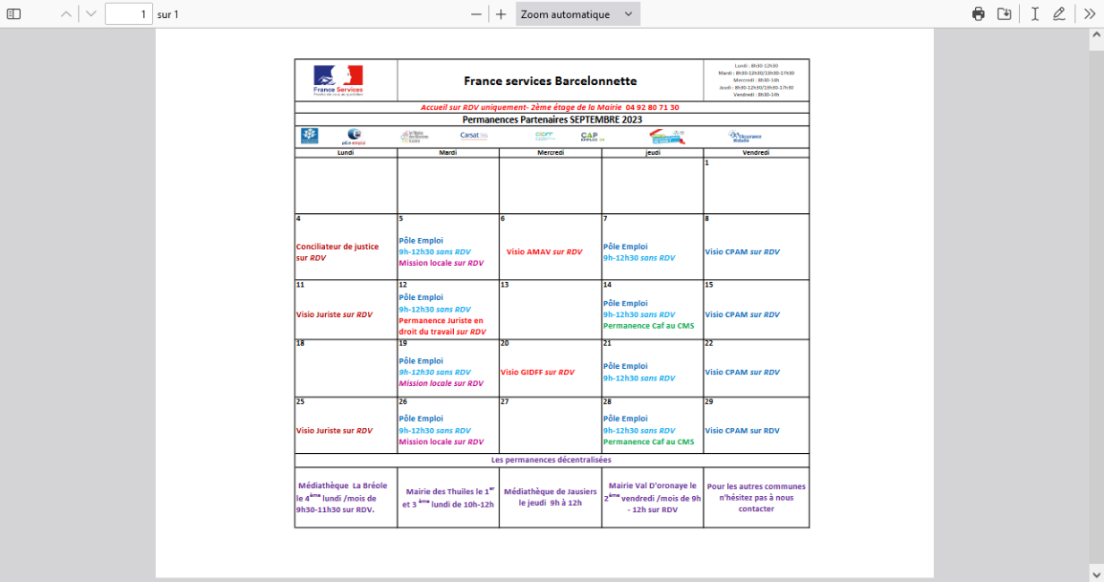 PLANNINIG FRANCE SERVICES 09/2023